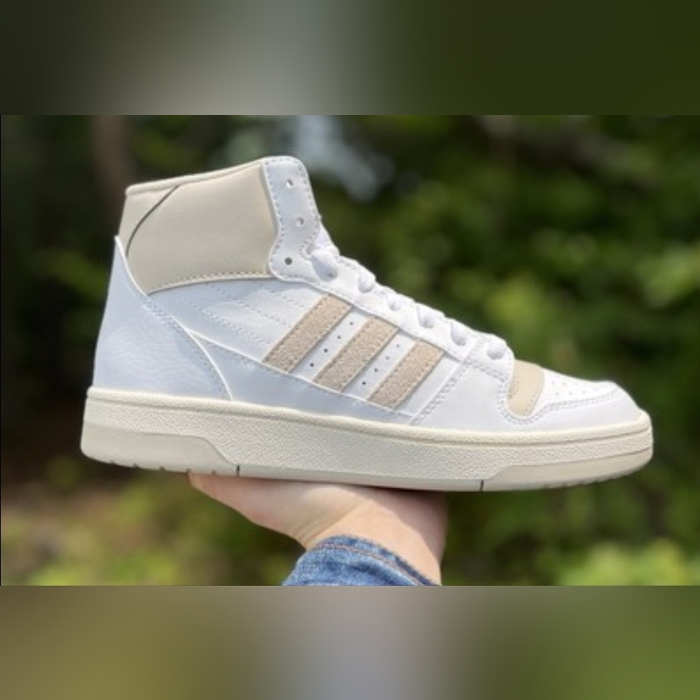 Adidas White and Cream High-Top Sneakers